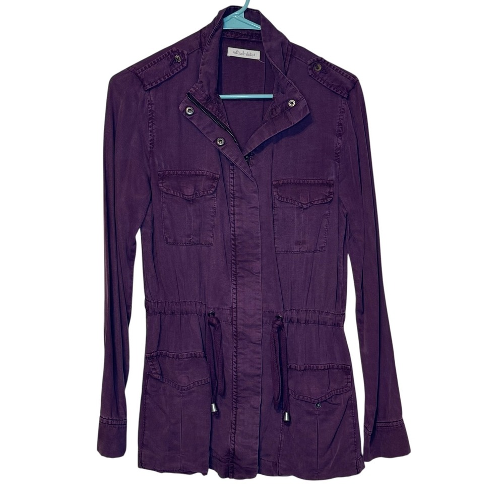 Altar'd State Women's Jacket Utility Full Zip Drawstring Pockets Purple Small